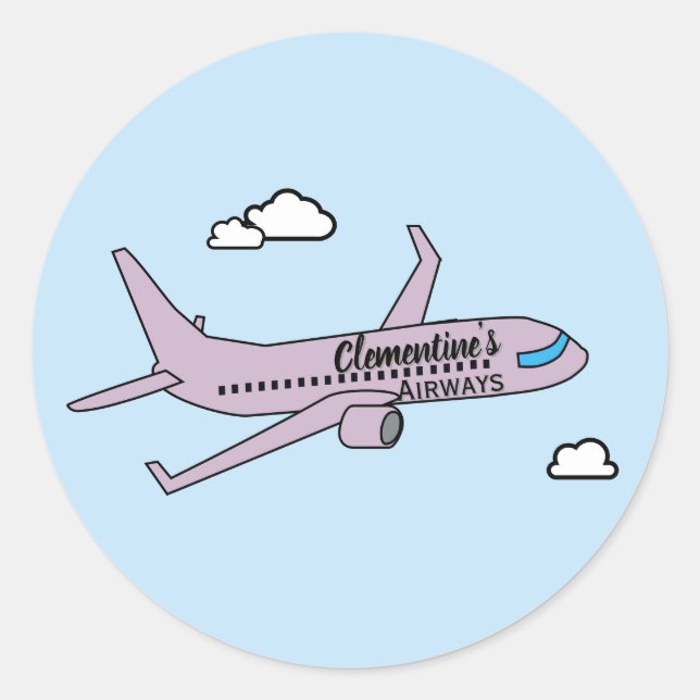Adesivo Redondo Avião Personalizável  (Frente)