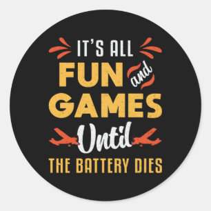 Adesivo Redondo Avião RC É Divertido E Jogos Piloto Engraçado A