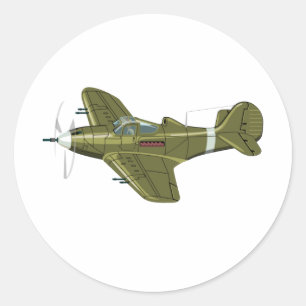 Adesivo Redondo Avião retrógrado de desenho animado