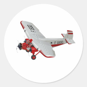 Adesivo Redondo Avião retrógrado de desenho animado