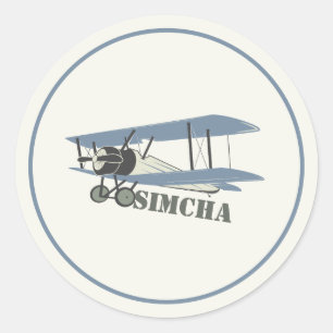 Adesivo Redondo Avião Vintage