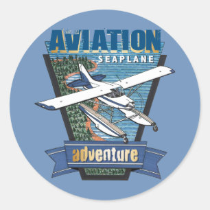 Adesivo Redondo Aviation Seaplane Adventure
