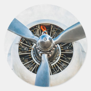 Adesivo Redondo Aviões de Douglas DC-3. Hélice