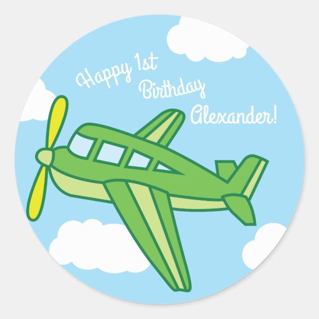 Adesivo Redondo Aviões e Jets Festa primeiro aniversario (Frente)