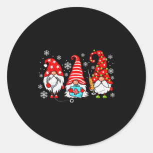 Adesivo Redondo Avis Enfermeiras Natal Gnomos Natal Camisa Scrub E