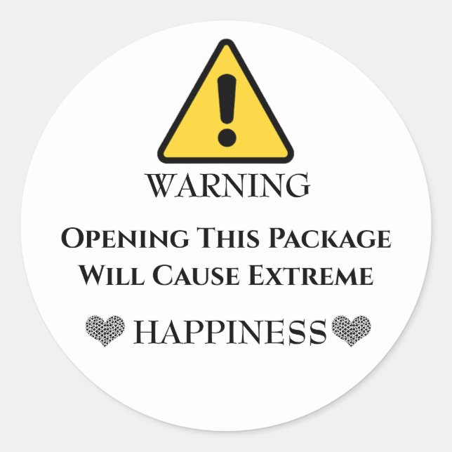 Adesivo Redondo Aviso: Abrir Este Pacote Causará Extreme (Frente)