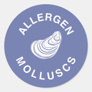 Adesivo Redondo Aviso de Alergênico de Moluscos
