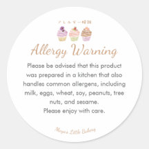 Aviso de Alergia a Cupcake Pastel Doce