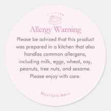 Aviso de Alergia Coração Rosa Coquette