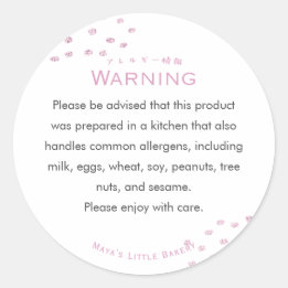 Adesivo Redondo Aviso de Alergia de Glitter Rosa Minimalista em Po