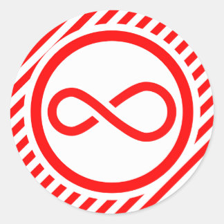 Adesivo Redondo Aviso de Autismo Nó de Infinito Vermelho Branco