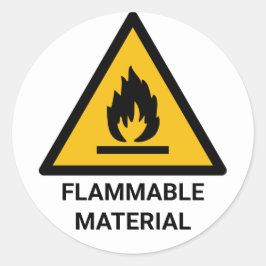 Adesivo Redondo Aviso de material inflamável, Símbolo de risco de 