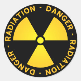 Adesivo Redondo Aviso de Radiação Amarela