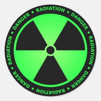 Adesivo Redondo Aviso de Radiação Verde