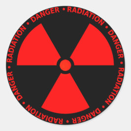 Adesivo Redondo Aviso de radiação vermelha
