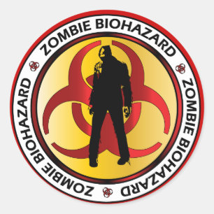 Adesivo Redondo Aviso de Resíduos de Biohazard Zombie Engraçado Ha