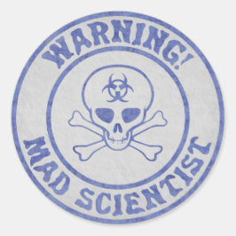 Adesivo Redondo Aviso do Mad Scientist