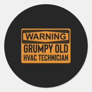 Adesivo Redondo Aviso Grumpy Old Hvac Technician