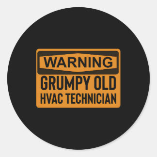 Adesivo Redondo Aviso Grumpy Old Hvac Technician