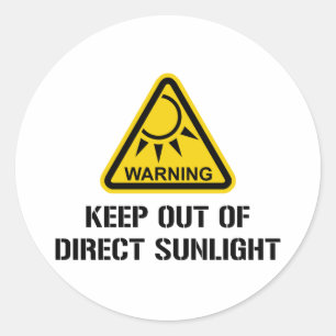 Adesivo Redondo AVISO - mantenha fora da luz solar direta