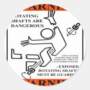 ADESIVO REDONDO AVISO! OS EIXOS DE GIRO SÃO PERIGOSOS