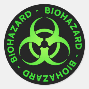 Adesivo Redondo Aviso verde do Biohazard