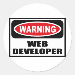 Adesivo Redondo Aviso WEB DEVELOPER Sticker
