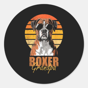 Adesivo Redondo Avô Boxer Legal Retro Divertido Amante de Cachorro