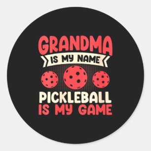 Adesivo Redondo Avó de pickle ball feminino é nome pickleball