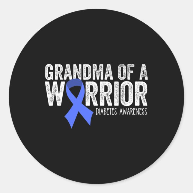 Adesivo Redondo Avó de um guerreiro T1D - Suportes de fita azul di (Frente)