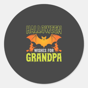 Adesivo Redondo Avô do Halloween Morcego Bruxa Desejos