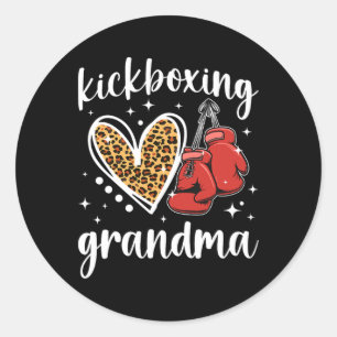 Adesivo Redondo Avó Kickboxing De Uma Avó Kickboxer Ouça