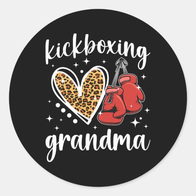 Adesivo Redondo Avó Kickboxing De Uma Avó Kickboxer Ouça (Frente)