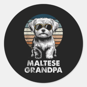 Adesivo Redondo Avô Maltês Legal Retro Divertido Dono de Cachorro