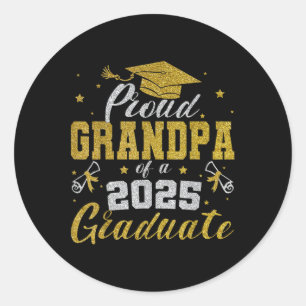 Adesivo Redondo Avô Orgulhoso De Um Graduado Da Turma De 2025 Grad