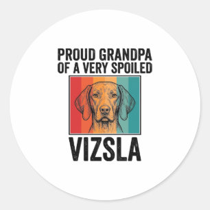 Adesivo Redondo Avô Orgulhoso Vizsla Design Vintage Amante de Cães