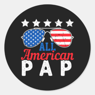 Adesivo Redondo Avô Patriótico Americano Retro 4 De Julho Papai Am