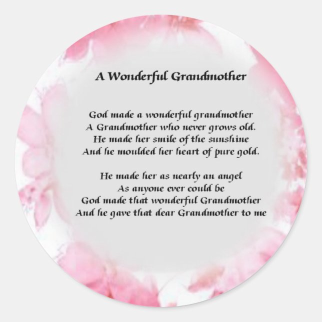 Adesivo Redondo Avó Poem - Floral Rosa (Frente)