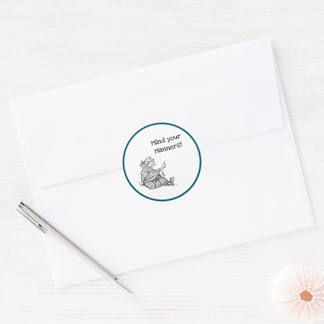 Adesivo Redondo Avó Sábica Dando Cartoon De Aconselhamento (Envelope)