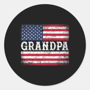 Adesivo Redondo Avô Vintage Usa Bandeira Patriótica 4 De Julho