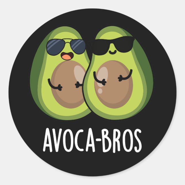 Adesivo Redondo Avoca-bros Funny Avocado Pun Dark BG (Frente)