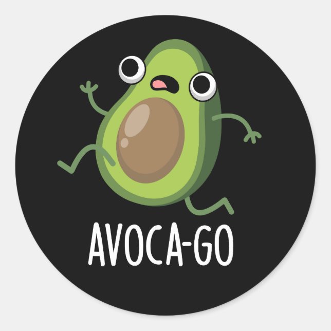 Adesivo Redondo Avoca-go Engraçado Avocado Pun Dark BG (Frente)