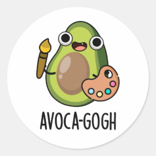 Adesivo Redondo Avoca-gogh Cute Avocado Artista Pun