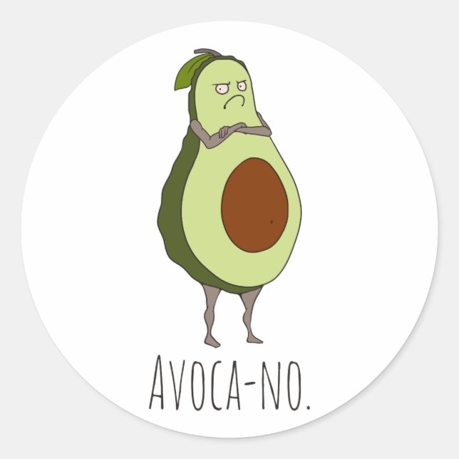 Adesivo Redondo Avoca-no: Grumpy Avocado (Frente)