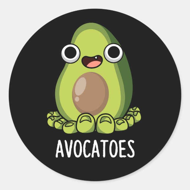 Adesivo Redondo Avoca-toes Engraçado Avocado Puns Escuros BG (Frente)