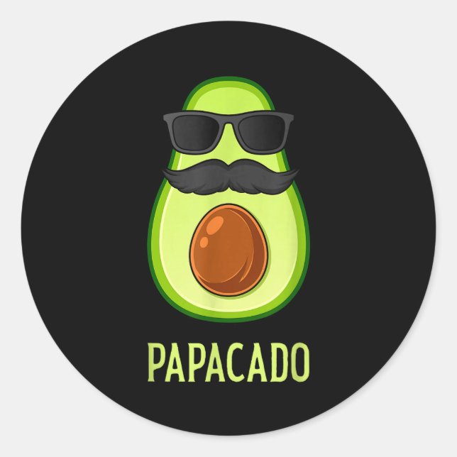 Adesivo Redondo Avocado Dad Papacado Funny Daddy Father Avocado  (Frente)
