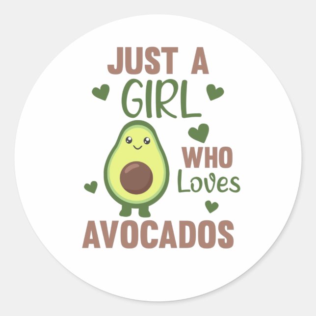 Adesivo Redondo Avocado de menina ama doce abacate (Frente)