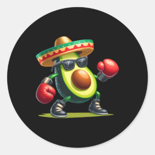 Adesivo Redondo Avocado Mostrando Boxeiras Cinco De Mayo Engraçado