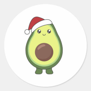 Adesivo Redondo Avocado para o Natal Luzes Engraçadas
