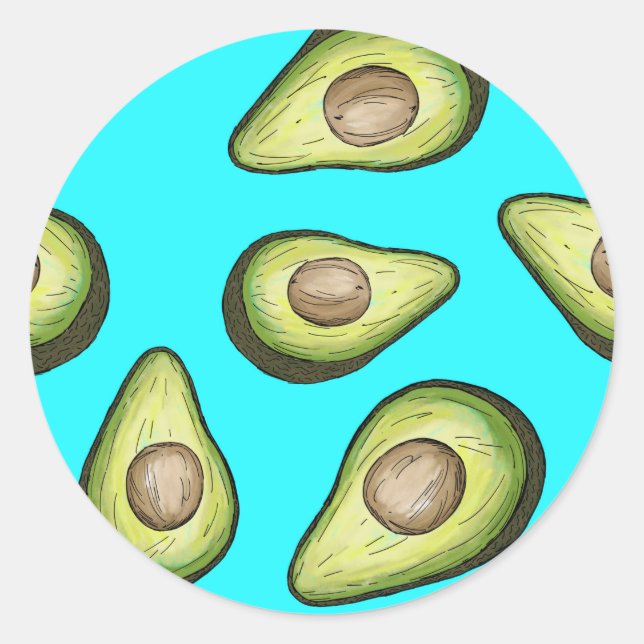 Adesivo Redondo Avocado Stickers para o amante da manteiga (Frente)